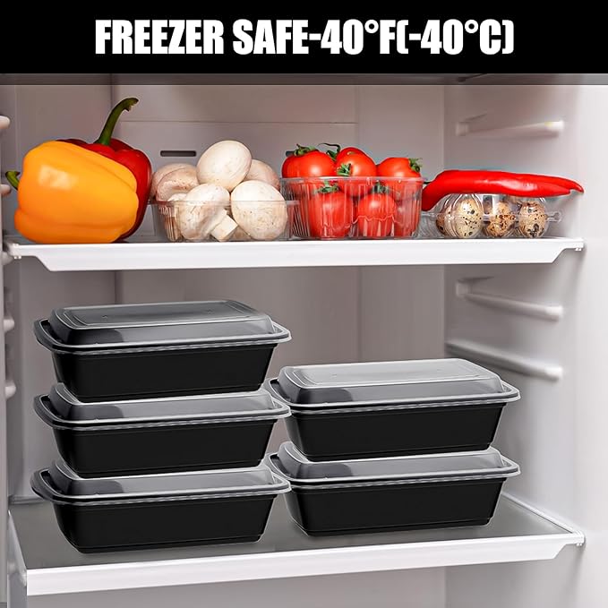 50 PACK, 24 oz. Meal Prep Containers, Extra Large & Thick Food Storage Containers with Lids - BPA Free Stackable Microwavable & Dishwasher Safe, Travel, To Go, Bento Box (100, Rectangle - 28 oz.)
