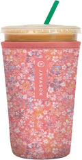 Sok It JavaSok Iced Coffee & Cold Soda Insulated Neoprene Cup Sleeve (Blushing Blooms, Medium: 22-28oz)