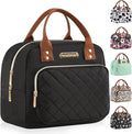 HOMESPON Lunch Bag for Woman Man Adults with Front Pocket Insulated Lunch Tote Lunch Box Container for Work Picnic or Travel(Black Golden)