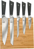 Mercer Culinary Premium Grade Super Steel 6-Piece Knife Set with Magnetic Bamboo Stand, G10 Handles