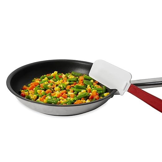 Rubbermaid Commercial Products High Heat Resistant Silicone Heavy Duty Spatula/Food Scraper, 9.5-Inch, 500°F Heat Resistant, Red Handle, for Baking/Cooking/Mixing, Commercial Dishwasher Safe
