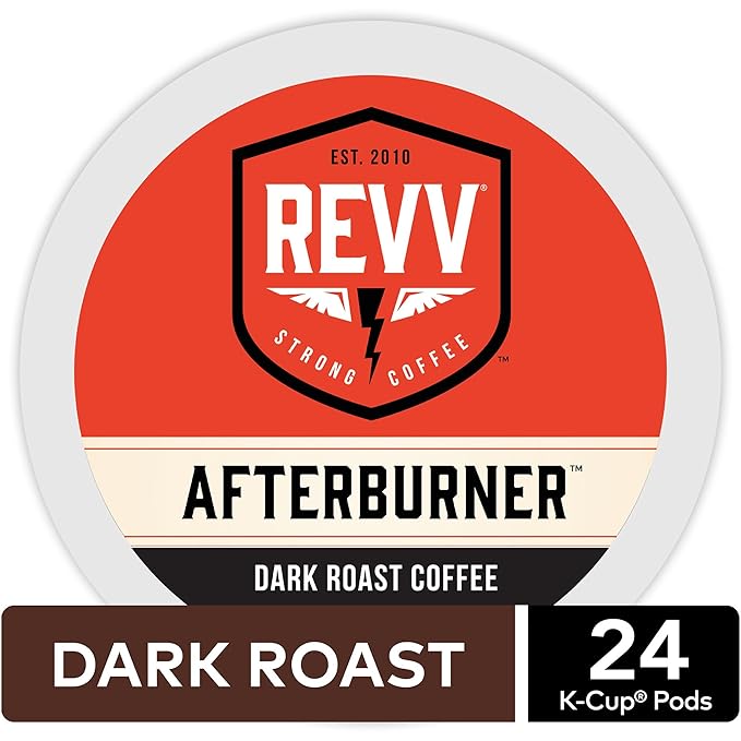 REVV Afterburner, Single-Serve Keurig K-Cup Pods, Dark Roast Coffee Pods, 96 Count