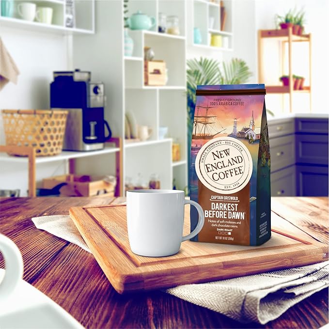 New England Coffee Darkest Before Dawn Dark Roast Ground Coffee, 10oz Bag (Pack of 1)