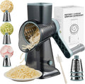 Rotary Cheese Grater hand crank, 3 Blades Cheese shredder with Stronger Suction Base | Stainless Steel Blades for Fruits, Vegetables, Nuts. Easy to Clean, Transparent Black & Blue