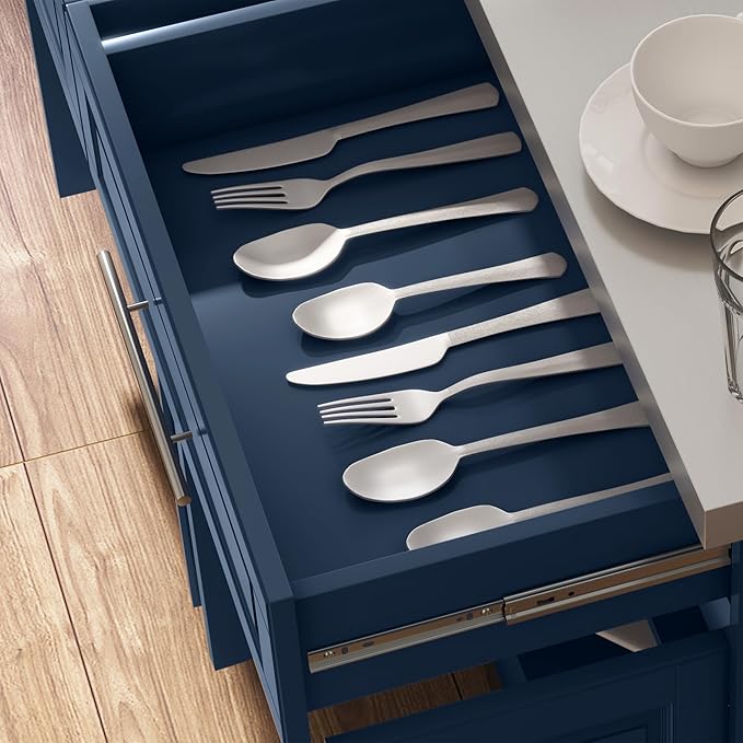 HOMCOM Rolling Kitchen Island Cart with Wheels, Portable Island Table for Kitchen with Stainless Steel Top, Adjustable Shelves, 2 Drawers, Spice, Knife and Towel Rack, Navy Blue