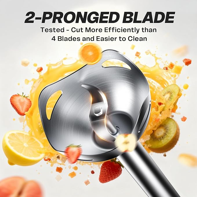 Immersion Blender Handheld Corded Electric Hand Blenders Portable Stick Mixer with 2 Mixing Speed and Stainless Steel Blades Emulsifier for Blending Soup, Smoothies, Puree or Baby Food