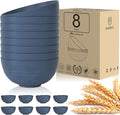 Homienly Soup Bowls, Cereal Bowl, Premium Wheat Straw Bowls Set of 8, Unbreakable Plastic Bowls Microwave Safe, Dishwasher Safe Serving Bowl for Kitchen, Breakfast, Dinner, Salad, Poke (Blue, 26 OZ)