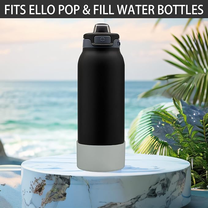 2 PCS Silicone Bottom for Ello Pop 32 OZ Water Bottle, Water Boot for Ello Pop,Avoid Scratches and Noise(Gray, 320z)