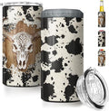SANDJEST Cow Tumbler Cowgirl 4 in 1 12oz Tumbler Can Cooler Coozie Skinny Stainless Steel Tumbler Gift for Women Girl Daughter Sister Animal Lovers Christmas Birthday