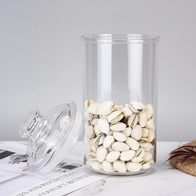 34oz Acrylic Storage Jar, Airtight Lid with Silicone Sealing Ring, Ideal Canister Container for Sugar, Tea, Spices, Herbs, Shells, Bath Salt, Christmas Decorative Apothecary Jars