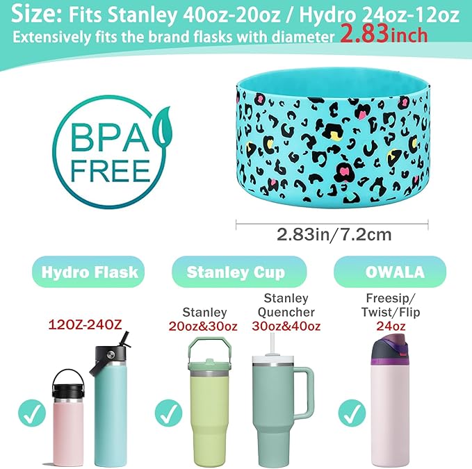 WK IEASON Protective Silicone Base Boot for Hydro Flask Mouth, Anti-Slip Silicone Sleeve Cover Bumper for Hydro Water Bottle Accessories -2.83inch Bottom Diameter