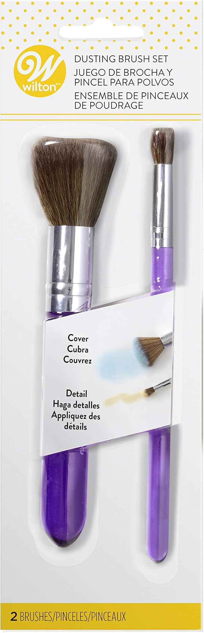 Wilton 2-Piece Dusting Brush Set - Apply Color Accent to Cakes with These two Brushes for Cake Decorating, Soft & Easy-To-Clean Baking Brushes