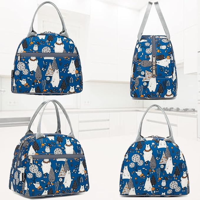 FlowFly Insulated Lunch Cooler Bag - Tote Bag Organizer for Women/Men, Owl