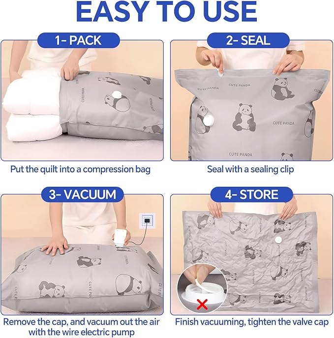 5 Jumbo + 5 Large Tear-Proof Vacuum Storage Bags with Pump, Oxford Fabric Reusable Space Saver Vacuum Storage Bags for Travel, Clothing, Luggage, Packing, Blankets, Quilt