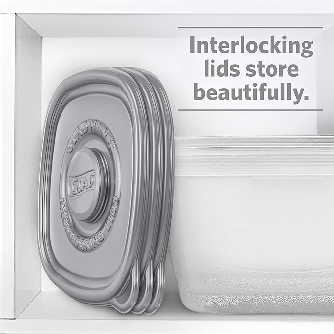 GladWare Home Entree Food Storage Containers, Medium Square Holds 25 Ounces of Food, 5 Count Set |With Glad Lock Tight Seal, BPA Free Containers and Lids