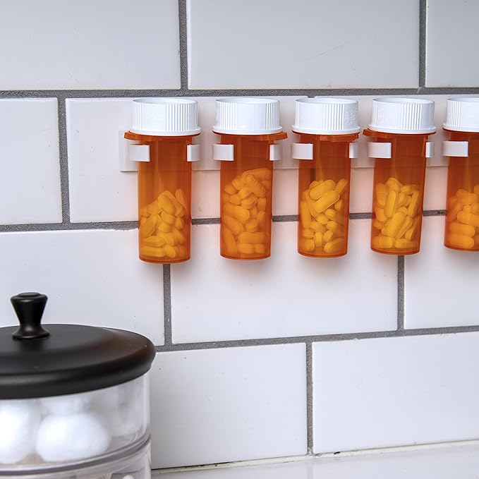 Spice Clip Grippers For Cabinet Doors - Organizer for Spices - Spice Rack Holds15 Spice Jars - Extemely Strong 3M Adhesive Gripper In White For Pantry 15 Ct