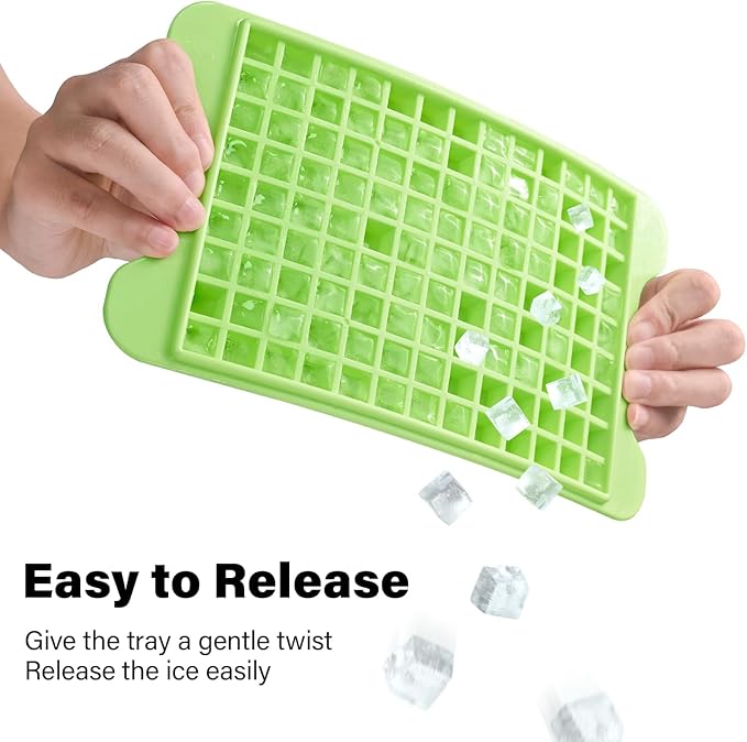 Mini Ice Cube Tray for Freezer: FDDBI Small Ice Trays for Freezer with Bin - 117×4PCS Easy Release Nugget Ice Tray - Crushed Ice Tray with Container