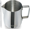 Milk Frothing Pitcher, Thicker Version 12oz Espresso Steaming Pitchers Stainless Steel Cappuccino Coffee Machine Accessories Barista Tools Steamer Pitchers Milk Jug Cup with Decorating Pen Latte Art