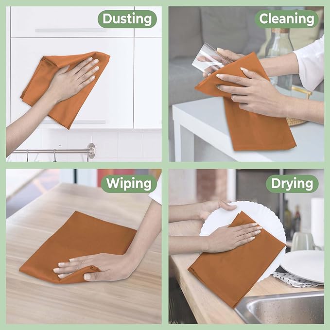 Urban Villa Kitchen Towels Solid Rust Towels Set of 6 20" X30” 100% Cotton Highly Absorbent Quick Drying Dish Cloths & Dish Towels Thanksgiving Fall Tea Towels with Hanging Loop Towels