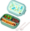 Bento Lunch Box with Kids & Children, Stackable Lunchbox Container with 3-Compartment, Durable for On-the-Go Meal, BPA-Free and Food-Safe Materials (Green)