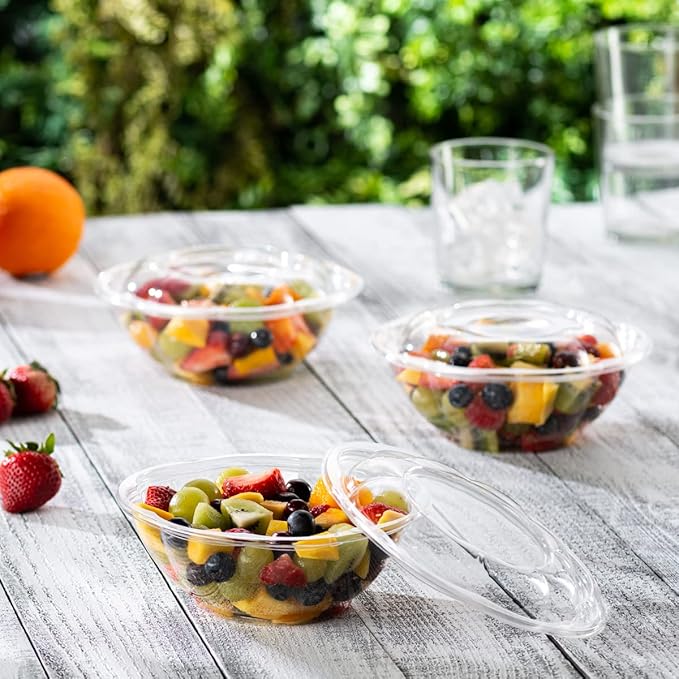 Comfy Package [24 oz. - 50 Count] Clear Plastic Salad Bowls with Lids, Disposable Salad Containers for Lunch - Perfect for Takeout, Salads, and Meal Prep