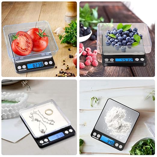 GDEALER Digital Pocket Kitchen Scale 0.001oz/0.01g 500g Kitchen Food Scale Jewelry Weight Compact Scale, Tare, Stainless Steel, Backlit Display, Black