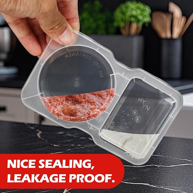 20 Set Reusable Snack Containers, 2-Compartment Dipping Containers with Lid for Refrigeration, Portion Control, Outdoor Takeaway Sauce Dip Case