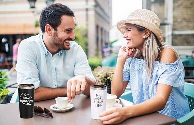 Wedding Anniversary for Couple Friend Lovers Cups Stainless Steel Wine Tumbler Travel Mug with Straw and Lid,2 Pack (4.blackwhite)