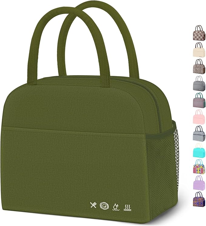 DALINDA Lunch Bag Lunch Box for Women Men Reusable Insulated Lunch Tote Bag High Capacity for Travel Work Picnic,army green
