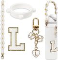 Cute Letter Charm Set Compatible with Owala Water Bottle 24 oz, 32 oz, 40 oz, Owala Kids, Owala Coffee Tumbler, Owala FreeSip – Includes Handle Strap, for Owala Accessories & Stanley Cup Accessories