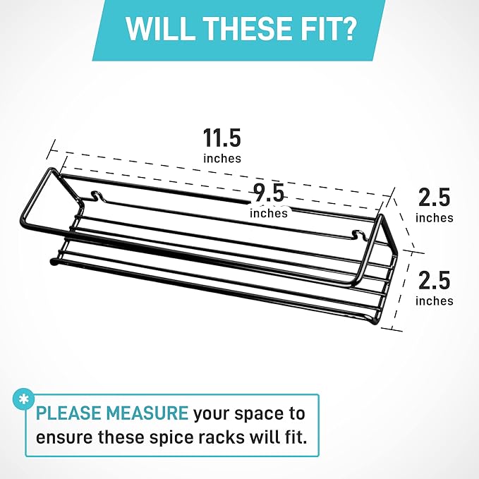 Spice Rack Wall Mounted 4 Tier – Space-Saving Kitchen Spice Organizer for Seasonings – Screw or Adhesive Hanging – Wall Mount Hanging Spice Rack for Wall, Cabinet, Pantry Door 2.5x 2.5x11.5 in