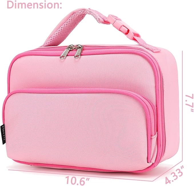 FlowFly Kids Lunch box Insulated Soft Bag Mini Cooer Back to School Thermal Meal Tote Kit for Girls, Boys,Pink