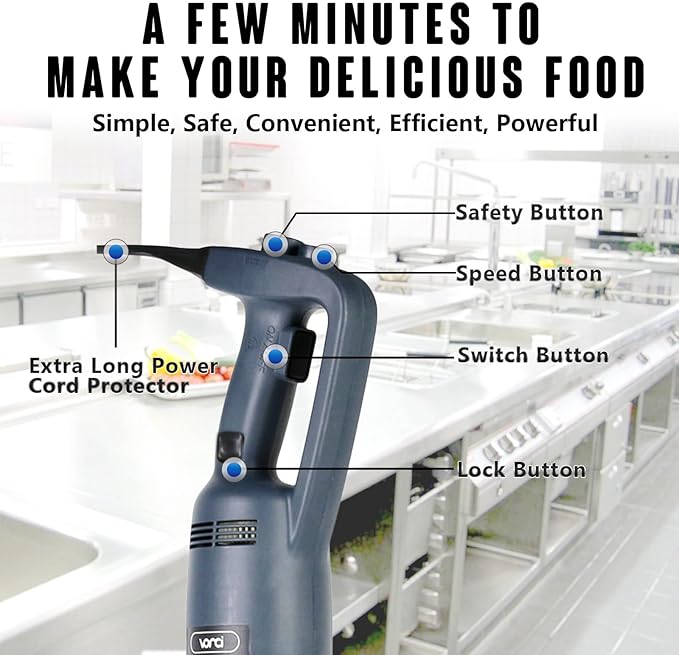 VONCI 350W Commercial Immersion Blender, Light Duty Hand Blender, Variable Speed 6000-20000RPM, 12" Detachable Shaft.