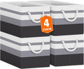 Fab totes Storage Bins [4-Pack], Foldable Storage Baskets for Organizing Toys, Books, Shelves, Closet, Large Storage Box with Rope Handles, Sturdy Organizer Bins,Gradient Grey