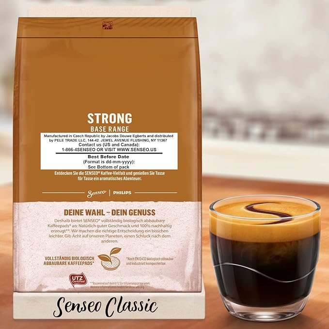 Senseo Strong Dark Roast Coffee Pods – 144 Count (3 Packs) – Bold & Intense Flavor with Rich Crema – Single-Serve Coffee Pads Compatible with Senseo & PeleCom Machines