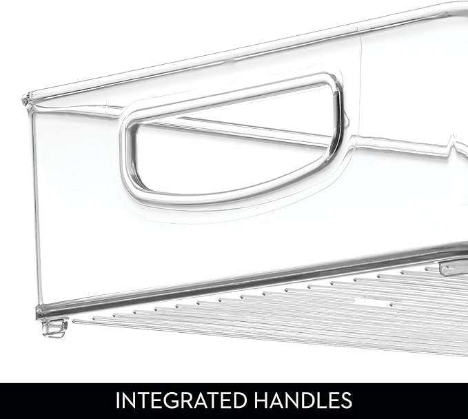 iDesign Plastic Stackable Pantry Bin - Organizer Bin with Handles for Cabinets or Fridge - Set of 4 - Clear