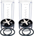 Upgrade Blender Cups and Blades Fit for Nutribullet 600w/900w, Replacement Parts 32oz Cups and Extractor Blades with 4 Rubber Gaskets, Blender Accessories (8 Pcs)