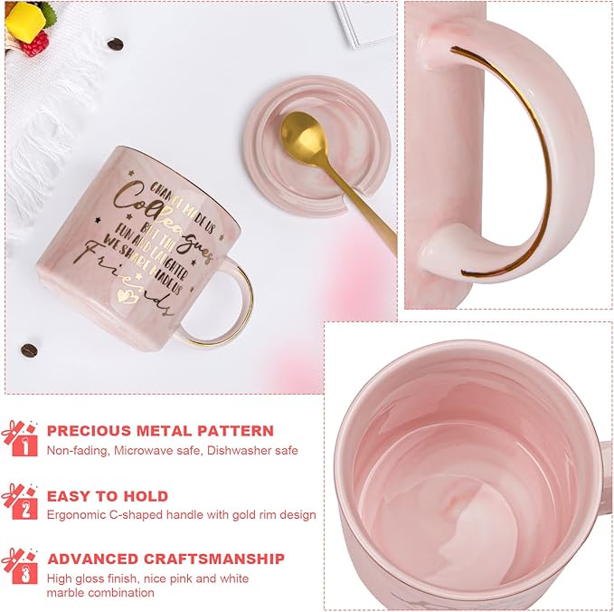 Coworker Leaving Gifts for Women, Farewell Gift, Going Away Appreciation Gifts for Coworker, Friends, Work Bestie, Chance Made Us Colleagues - 14oz Pink Marble Coffee Cup Mug