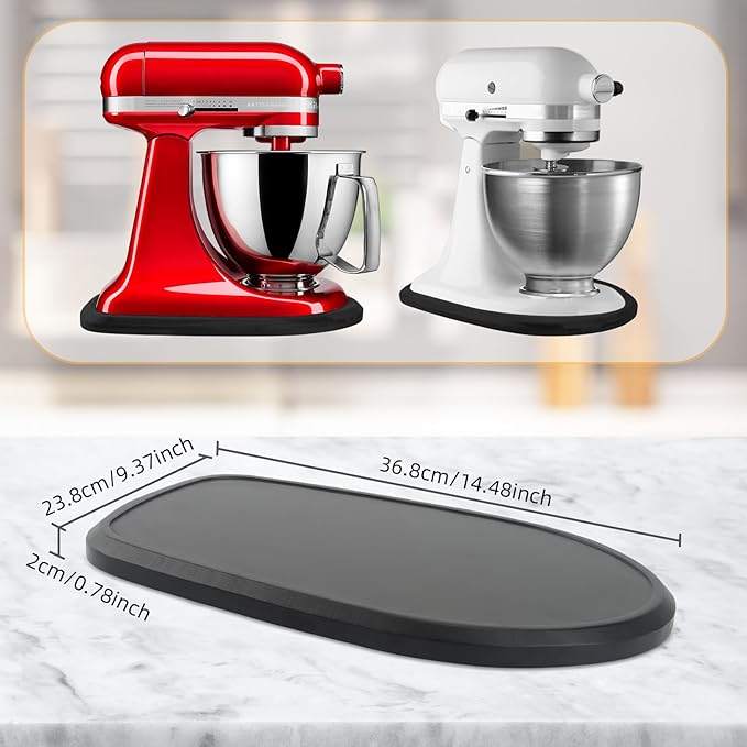 Upgrade Mixer Slider Mat for Kitchen Aid Stand Mixer, Bamboo Sliding Board for Artisan 4.5-5 Qt Tilt Head Stand Mixer, Kitchen Aid Accessories and Attachments, Thickness 2cm/0.79in, Black