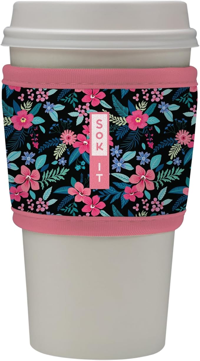 Sok It HotSok Coffee & Tea Reusable Insulated Neoprene Cup Sleeve (Tropical Blooms)