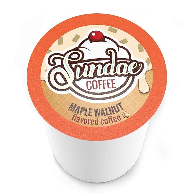 Sundae Ice Cream Flavored Coffee Pods, Compatible with 2.0 Keurig K-Cup Brewer, (Maple Walnut) 48 Count