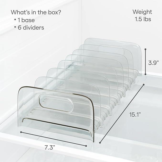 YouCopia FreezeUp Freezer Rack, BPA-Free Clear Fridge Organizer with Adjustable Dividers and Handles for Frozen Food Box and Meal Storage, 15