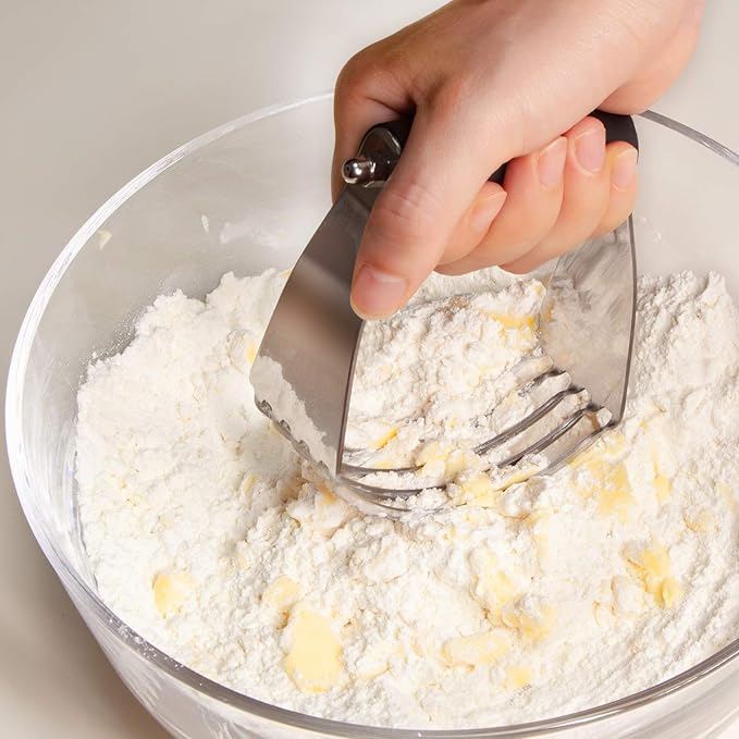 ALLTOP Pastry Shortening Blender Cutter,Stainless Steel Dough Masher for Butter, Biscuit,Baking, Kneading,Dough, Flakier and Fluffier Pie Crusts, Almond - Hand Kitchen Tool (1, Black)