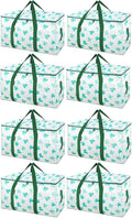 BALEINE 8-Pack Oversized Moving Bags with Reinforced Handles, Heavy-Duty Storage Tote for Clothes, Moving Supplies (Clover, 8-Pack)