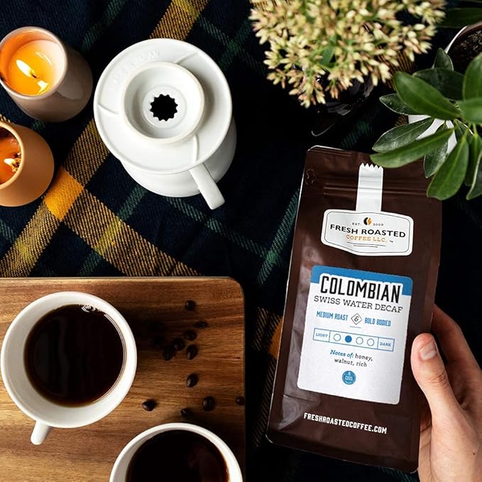 Fresh Roasted Coffee,100% Water-Process Decaf Colombian, 5 lb (80 oz), Medium Roast, Kosher, Whole Bean