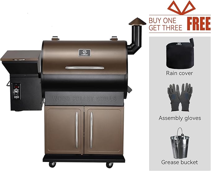 Z GRILLS Wood Pellet Grill Smoker with PID Control, Rain Cover, 700 sq. in Cooking Area for Outdoor BBQ, Smoke, Bake and Roast, 700D