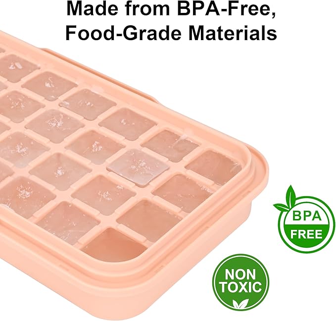 Ice Cube Tray with Lid and Bin, BPA Free Ice Maker for Freezer - 64 Grids Layerable Ice Cube Molds with Scoop & Container - Easy Release Ice Tray for Drinks, Cocktails, Whiskey, Mini Ice Cube Maker