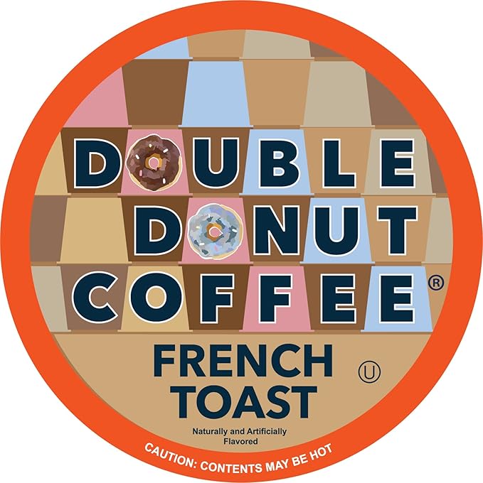 French Toast Flavored Coffee in Recyclable Single Serve Pods, French Toast Flavor for the Keurig K Cups Brewer, from Double Donuts, 24 Cups
