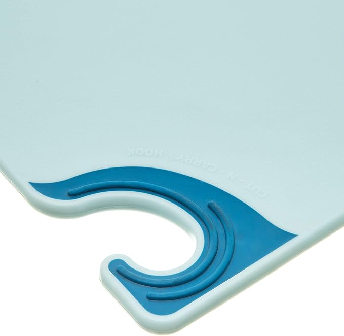 San Jamar Saf-T-Grip Plastic Cutting Board with Safety Hook, 9" x 12" x 0.375", Blue