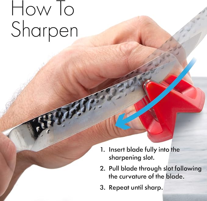 KitchenIQ 51421 | Edge Grip 2-Stage Knife Sharpener | Red – 3 Pack | Coarse & Fine Sharpener | Compact for Easy Storage | Stable Non-Slip Base | Soft Grip Rubber Handle | Straight & Serrated Knives
